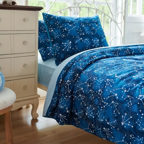 Cokouchyi Twin Comforter Sets for Boys Girls, Glow in The Dark Kids Bedding Sets, 4 Pcs Twin Bed in a Bag with Comforter, Sheets, Pillow Sham, Galaxy - color: Glow-in-the-dark Galaxy 4-piece, size: Twin