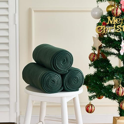 CAI TENG Blankets Throws Fleece Blanket Bulk Green Lightweight Warm Kids Blanket Soft Cozy Deco Christmas 50 x 60 Dog Blanket Bulk Fleece Fabric Blanket for Bed Sofa Couch Office Outdoor 6 Pack - color: Dark Green