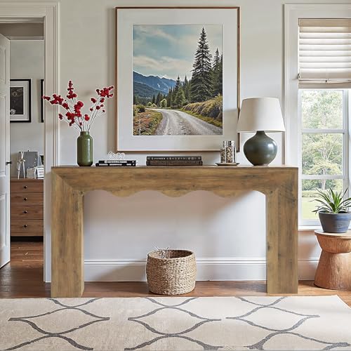 Tribesigns 63" Farmhouse Console Table, Wooden Couch Table Behind Sofa with Storage, Long Entryway Sofa Station, Narrow Console Stand with Base, Hallway Stand for Entryway, Living Room - color: Brown