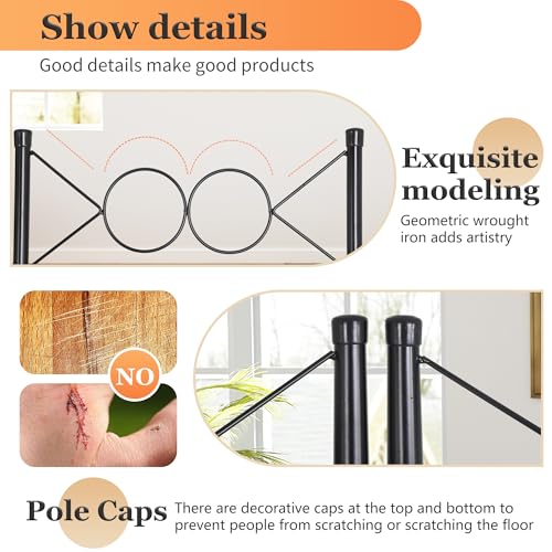 PayLessHere 4 Panel Room Divider 6FT Steel Frame Screen Folding Privacy Divider Freestanding Partition for Home Office Bedroom,Coal Black - color: Coal Black