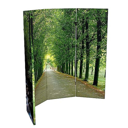 Red Lantern Double Sided Path of Life Canvas Folding Screen, 4 Foot - 4 Panel - size: 4 Foot - 4 Panel