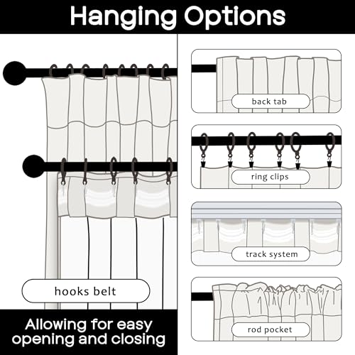Cream Linen Blackout Curtains 84 Inches Long, Thermal Insulated Energy Efficient Drapes, Rustic Farmhouse Back Tab Pleated Black Out Window Curtain for Bedroom Living Room 2 Panels Set - color: Cream, size: 50"W x 84"L (Pack of 2)