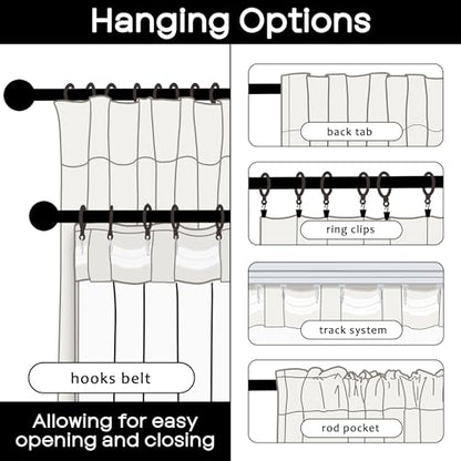 Cream Linen Blackout Curtains 84 Inches Long, Thermal Insulated Energy Efficient Drapes, Rustic Farmhouse Back Tab Pleated Black Out Window Curtain for Bedroom Living Room 2 Panels Set - color: Cream, size: 50"W x 84"L (Pack of 2)