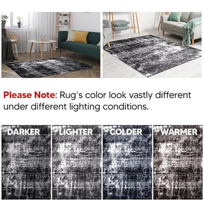 Keen Home Design Runner Rugs - 32"x119" Non-Shedding, Thick Pile Abstract Rugs for Kitchen, Living Room, Bedroom, Dining Room, Entryway - Size: 2'8" x 9'11", Abstract Black - color: Abstract Black, size: 2'8" x 9'11" (Runner)