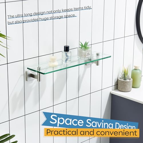 KOKOSIRI Floating Shelf Bathroom Wall Mount Shelves 20-Inch for Bedroom Living Room Kitchen Hanging Rack Brushed Stainless Steel 2 Pack B1105BR-L20-P2 - color: Brushed Nickel, size: 20-Inch(2 Pack)