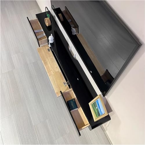 Solid Wood Floating TV Stand Wall Mounted, Black, 86.6" Wall Mounted Entertainment Center Console, Hanging tv Media Shelf for Living Room, Bedroom (DSGBLACK-B, 86.6IN) - color: Dsgblack-b, size: 86.6IN