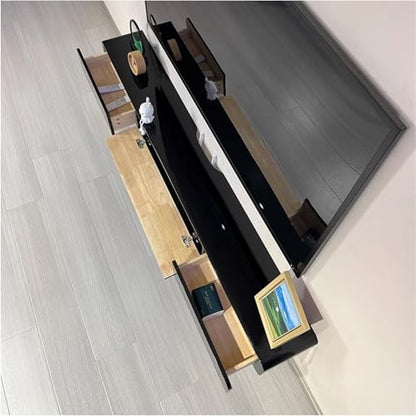 Solid Wood Floating TV Stand Wall Mounted, Black, 86.6" Wall Mounted Entertainment Center Console, Hanging tv Media Shelf for Living Room, Bedroom (DSGBLACK-B, 86.6IN) - color: Dsgblack-b, size: 86.6IN