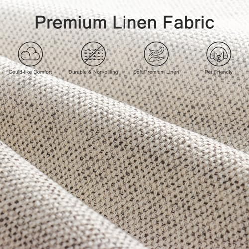 Modular Sectional Couch Set, 47" Oversize Accent Chair and 85" Modern Loveseat Sofa Deep Couch for Apartment, Living Room, Bedroom, Linen, Oatmeal - color: Oatmeal, size: 85 Inch - Deep Couch + Single Sofa