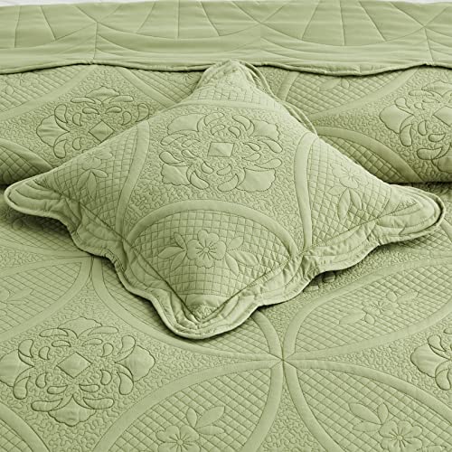DaisyHuang Bedspread - Full Size Bedding Cover - Modern & Contemporary Coverlet Set, Real Stitching, Reversible, Lightweight, 5 Piece, Sage Green - color: Sage Green, size: Full(96"x110")