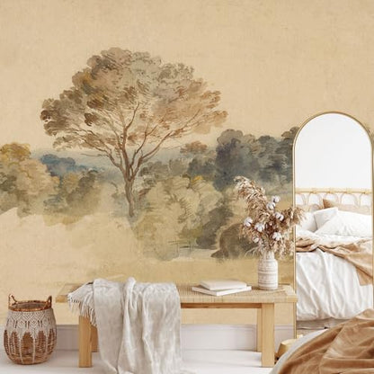 AFZEVEB-Beige Jungle Peel and Stick Wallpaper Walls Mural for Bedroom - color: X808, size: 136" x 100"