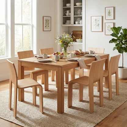 Wooden Dining Chairs Set of 2, Stackable Side Chairs, Natural | Ergonomic Backrest, Solid Wood, No Assembly Required, Dining Room Chairs, Kitchen Chairs, Mid-Century Modern, Small Space - color: Natural, size: 2 Chair
