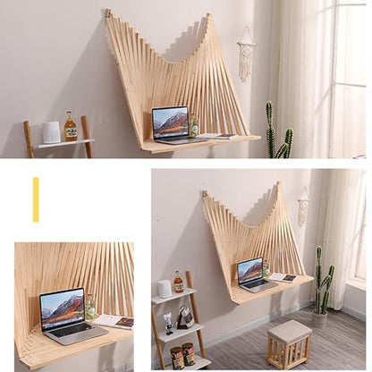 Wall Mounted Table, Art Decor Desk, Fold Down Table for Office Home Kithchen, Modern Style Floating Wall Desk(Size:Large) - size: Large