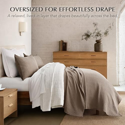 100% Cotton Waffle Coverlet Set, Queen Size, Truffle Taupe Brown | Soft Premium Waffle Weave Cotton Bed Blanket, Lightweight Oversized Bedspread, All Season 3-Piece Bedding Set with 2 Shams - color: Truffle Taupe Brown, size: Full/Queen (92" X 96")