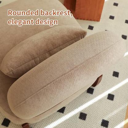 Camel Velvet Slippers Chair with Solid Wooden Legs, Low Profile Design | Cute Armless Accent Chair with Soft Cushion, Comfy Upholstered Side Chairs for Living Room, Bedroom, Balcony or Reading Room - color: Camel