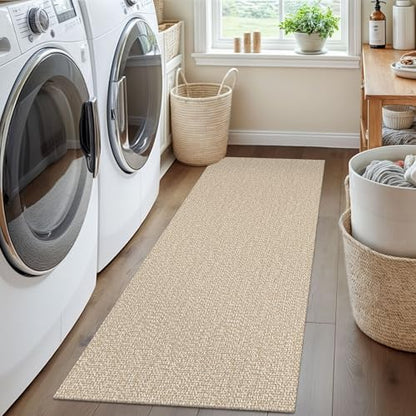 Washable Runner Rug, Non Slip Entry Runner, 2x5 Ft, Sand/Beige | Washable Braided Runner Carpet, Non Slip Rubber Dot Backed, For Hallway, Kitchen, Entryway, Bedroom, Laundry Room, Foyer - color: Sand/Beige, size: 2' x 5' (Rectangular)