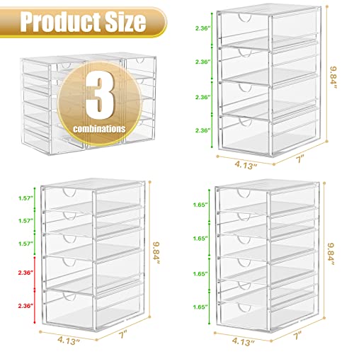 YFXCVSL 3-Pack Acrylic 15-Drawer Storage & Makeup Organizer for Desk | Smooth-glide drawers, clear acrylic, dustproof, waterproof, wipe-clean, for nail polish, essential oils, hair clips - size: 15 Drawers