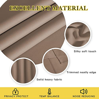 NICETOWN Kitchen Blackout Curtain and Drape - Triple Weave Energy Saving Thermal Insulated Solid Grommet Blackout Panel for Patio (Single Panel, 52 inches by 72 inches, Cappuccino) - color: Cappuccino, size: 52"W x 72"L (Pack of 1)