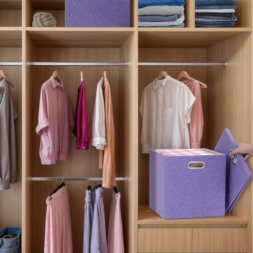 11" x 11" x 11" Linen Storage Cubes with Handles, Pack of 4 | Collapsible Fabric Bins for Home Organization, Suitable for Shelves, Closet, Wardrobe, Bedroom - size: 11 x 11 x 11 Inch
