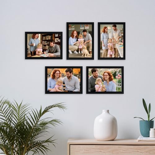 Giftgarden 5x7 Picture Frame Black Set of 16, Lightweight 5 by 7 Photo Frames Bulk for Family, Office, Living room Wall Hanging and Tabletop Display - color: Black*16, size: 5x7