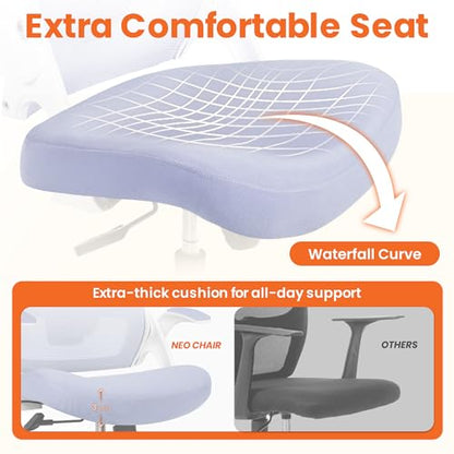 NEO CHAIR Office Desk Chair with Ergonomic High Back Mesh Headrest, Purple | Adjustable Headrest and Lumbar Support with Flip-Up Armrests Designed for Extended Sitting Comfort While Saving Space - color: Purple