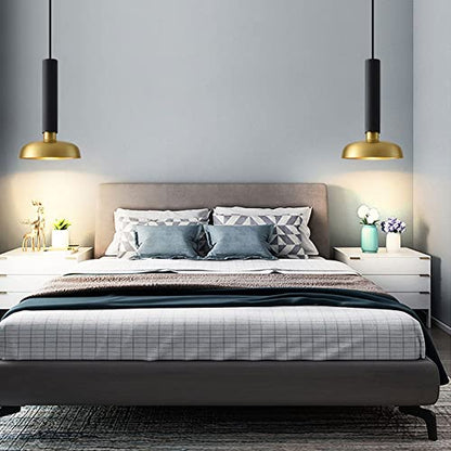 Brass Metal Material LED Pendant Lights Simple Golden Finish Home Hanging Lamp Bedroom Headboard Mini Chandelier Adjustable Height Ceiling Lamp Restaurant Decoration Light Fixture - color: Black
