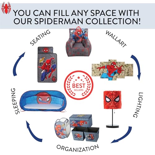 Idea Nuova Marvel Spider-Man Collapsible Storage Cubes, Set of 2 Fabric Organizer Bins, 10 x 10 Inch Storage Baskets for Kids Bedroom, Playroom, Closet & Cube Shelves, Red