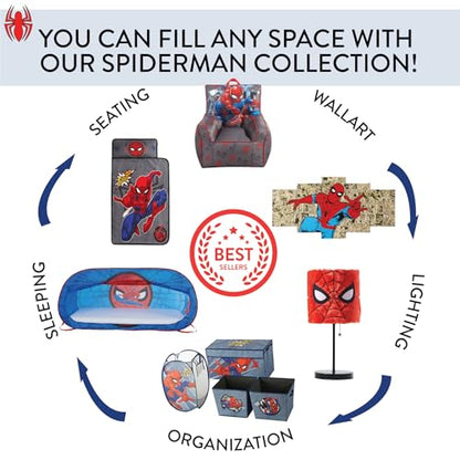 Idea Nuova Marvel Spider-Man Collapsible Storage Cubes, Set of 2 Fabric Organizer Bins, 10 x 10 Inch Storage Baskets for Kids Bedroom, Playroom, Closet & Cube Shelves, Red