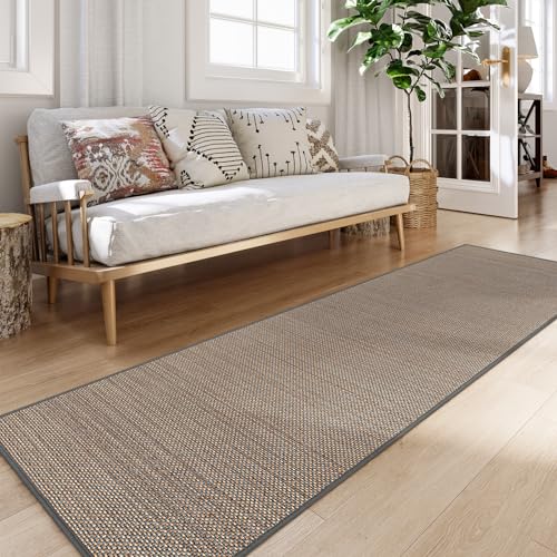 Lahome Farmhouse Hallway Runner Rug 8ft, Washable Non Slip for Entryway | Grey Runners for Indoor, Neutral Chenille Carpet, Non Shedding Kitchen Mats for Floor Entry Bathroom - color: Grey, size: 2’5'' x 8’