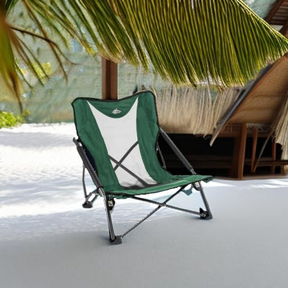 Cascade Mountain Tech Folding Camp Chair for Camping, Beach, Picnic, Barbqeues, Sporting Events with Carry Bag - color: Green