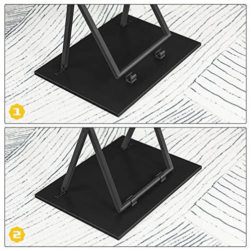 HOOBRO Folding TV Tray Tables, Set of 2 Side Tables for Small Space, Industrial Snack Desk for Eating at Couch, Stable Metal Frame, Easy Assembly, Space Saving, Black BK25BZ01 - color: Black