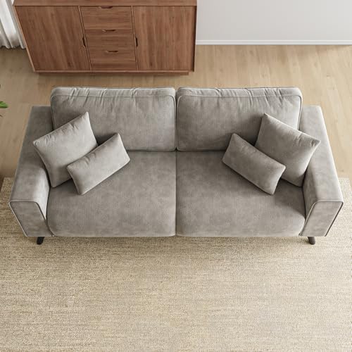 85" Loveseat Sofa, Chenille Couch with Deep Seat, Light Grey | Clean-look modern couch with 4 pillows, hidden side pockets, easy assembly for living rooms, apartments, and offices - color: Light Grey