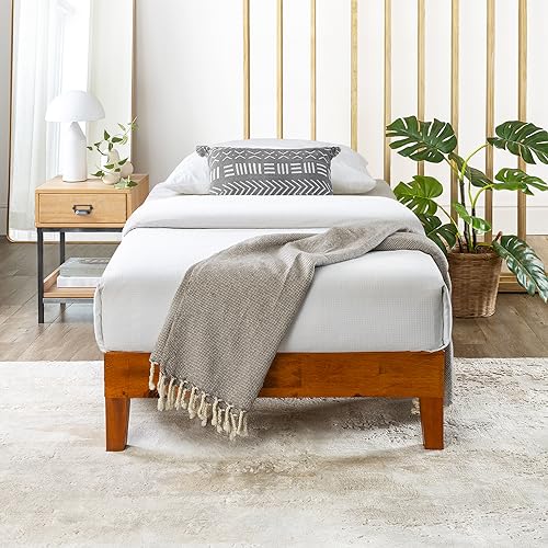 Mellow Naturalista Grand - 12 Inch Solid Wood Platform Bed with Wooden Slats - No Box Spring Needed - Twin (Cherry) - color: Cherry, size: Twin, style: 12 Inch Grand