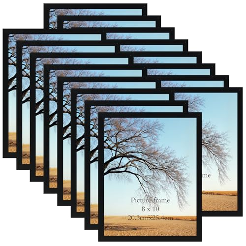 Giftgarden 8x10 Picture Frame Black Set of 16, Lightweight 8 by 10 Photo Frames Bulk for Gallery, Office, Living Room Wall Hanging and Tabletop Display - color: Black*16, size: 8x10