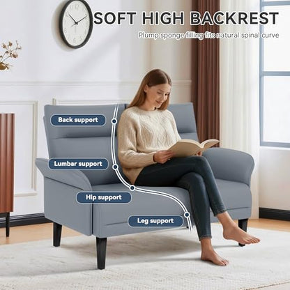 Yongchuang Small Couch 46" Grey Faux Leather Loveseat Sofa for Living Room Bedroom Love Seat Mini Couch with Arm Rest - color: Grey
