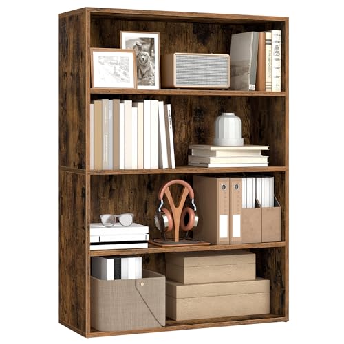 VASAGLE CUSTOS Collection - Bookshelf, 4-Tier Bookcase, Book Shelf, Open Storage Shelf, 9.4 x 31.5 x 42.5 Inches, for Living Room, Home Office, Dining Room, Rustic Brown ULBC174K01 - color: Rustic Brown, size: 4 Tiers (31.5"W), style: 1 Pack