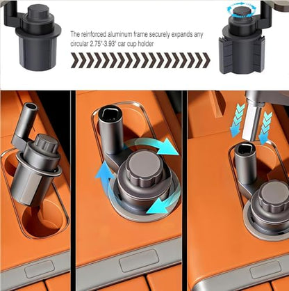 Car Desk for Laptop,360° Rotating Cup Holder Table，Wood Car Tray, Car Table & Car Food Tray，Steering Wheel Tray， Car Accessories for Women & Men. Compatible with Tesla Model Y/3/S, Ford F150& Most
