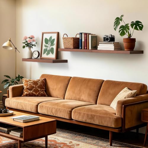 BAYKA Walnut-Like Floating Shelves 22.5in, 3Pack, Wall Mounted Wall Decor | Easy Install, 22lbs Max Load, Hidden Bracket, Shelf for Bathroom Bedroom Kitchen Books Display Storage, Multi-Wall Compatible - color: E. Walnut-like - Timeless Traditional Style,
