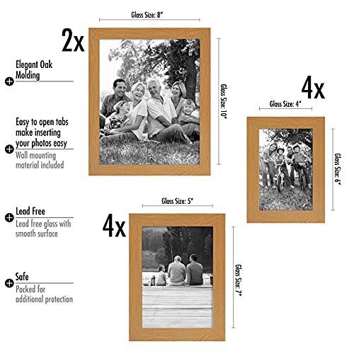 Americanflat Set of 10 Picture Frames with Shatter-Resistant Glass - Gallery Wall Frame Set with Two 8x10, Four 5x7 and Four 4x6 Frames - Signature Collection - Dark Oak | Includes two 8x10, four 5x7 and four 4x6, shatter-resistant glass, hanging hardware