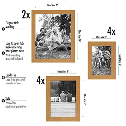 Americanflat Set of 10 Picture Frames with Shatter-Resistant Glass - Gallery Wall Frame Set with Two 8x10, Four 5x7 and Four 4x6 Frames - Signature Collection - Dark Oak | Includes two 8x10, four 5x7 and four 4x6, shatter-resistant glass, hanging hardware