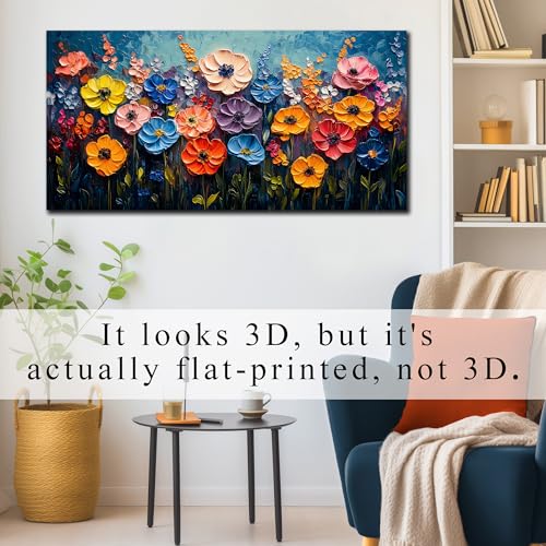 Flower Canvas Wall Art for Bedroom Women Floral Prints Wall Decor | 20 x 40 Inch Colorful Wall Picture for Living Room, Home Office Wall Decoration,Girl Room Decor Ready To Hang - color: Colorful, size: 40"L x 20"W