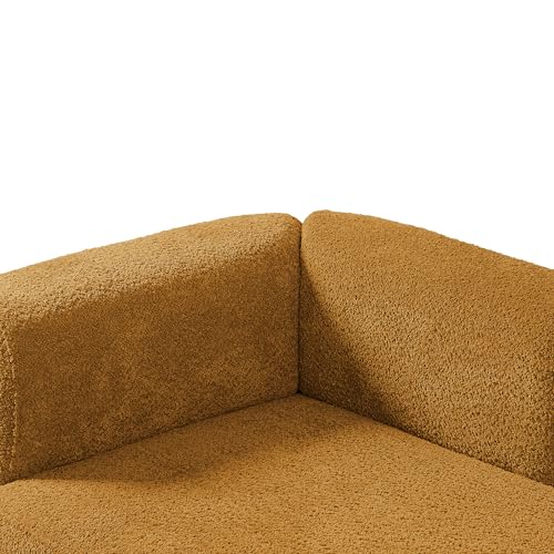 ERYE Boucle Upholstered Right Facing Chaise Lounge Indoor for Living Room Bedroom,Comfy Single Chaise Lounge Modern Leisure Recliner Sleeper Sofa Daybed, Easy Assemble - color: Orange/R