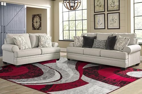 Yafa Home Fashion Modern Contemporary Swirls Design Area Rug, Luxurious, Elegant, and Fashionable Area Rug (Red, 4 ft X 5 ft) - color: Red, size: 5'3" x 4' (Rectangular)