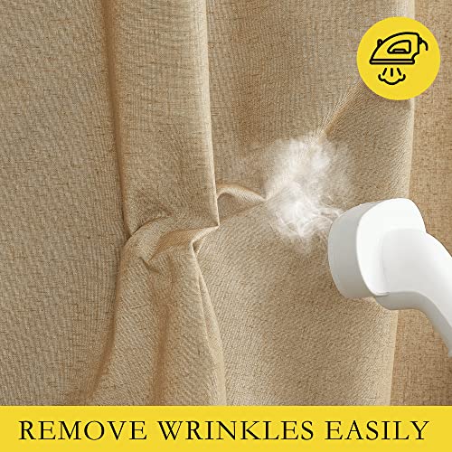NICETOWN 100% Absolutely Blackout Linen Curtains with Thermal Insulated White Liner, Camel, 34" Wide by 60" Long, 2 Pieces, Linen Blend Window Drapes Privacy Window Treatments for Bedroom/Kids Room - color: Camel, size: 34"W x 60"L (Pack of 2)