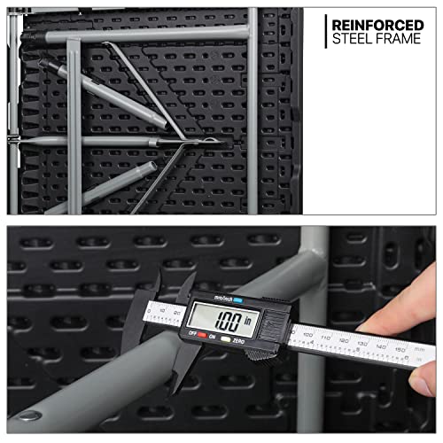 4Ft Folding Card Table, Picnic Cookout Table with Handle, Black | Outdoor, Foldable, Small Portable Plastic, Dining Picnic Cookout, w/Handle