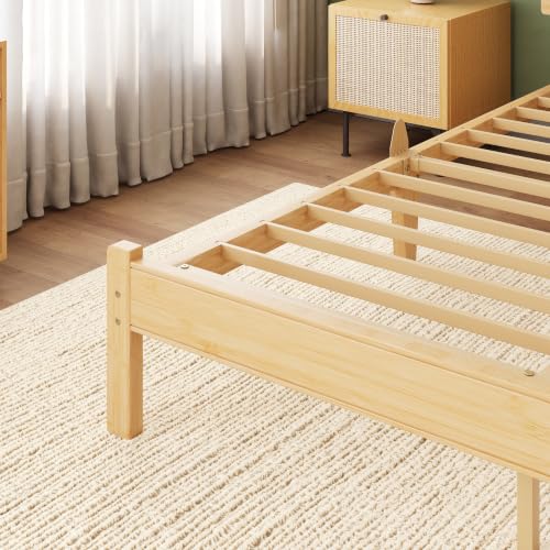 12 Inch Bamboo Platform Bed Frame Twin Size, Sturdy Bed Frame with Bamboo Frame & Iron Slats, Noise-Free Mattress Foundation No Box Spring Needed, Easy Assembly - color: Natural, size: Twin, style: 12 INCH