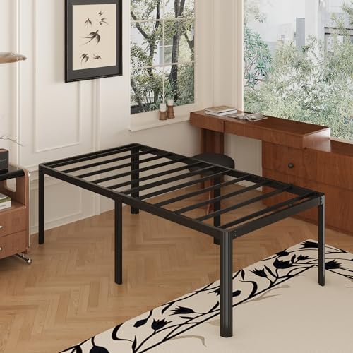 Yicensen 20 Inch Twin Bed Frames Rounded Corner Legs Heavy Duty Platform Twin Metal Bed Frame for Kids, Easy Assembly, Noise Free, No Box Spring Needed, Black. - size: Twin, style: 20 Inch