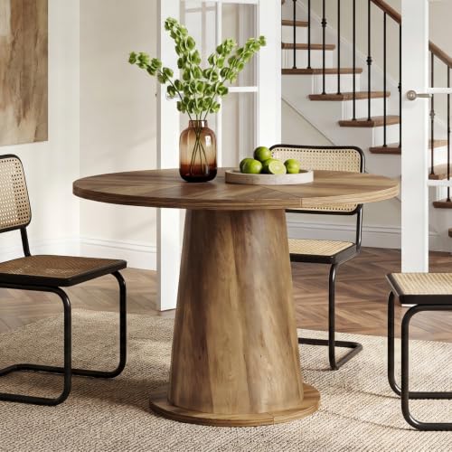 Tribesigns Small Round Dining Table for 2-4 People, 31.5" Wooden Kitchen Table with Thickened Tabletop & Sturdy Base, Mid-Century Modern Dinner Table for Small Apartment, Kitchen Nook, Dining Room