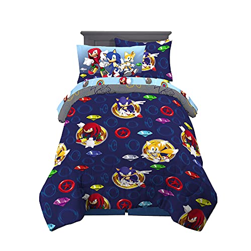 Franco Kids Bedding Super Soft Comforter and Sheet Set with Sham, 5 Piece Twin Size, Sonic The Hedgehog, Anime - color: Sonic the Hedgehog, size: Twin