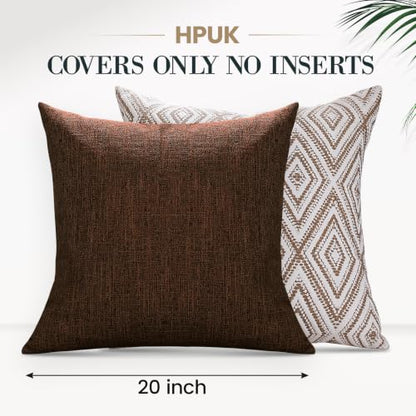 HPUK Throw Pillow Covers 20x20, Set of 4, Chocolate Couch Pillow Covers | Polyester fabric, patterned and solid designs, hidden zippers, machine washable, for sofas and beds, inserts not included - color: Chocolate, size: 20" x 20" (Pack of 4)