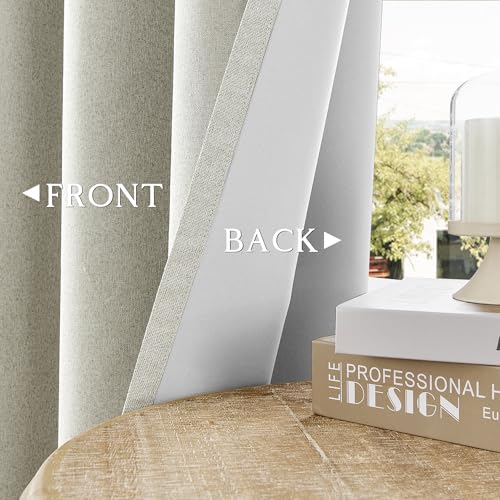 ChrisDowa Greyish Beige Blackout Curtains 45 Inches 2 Panels for Bedroom | Room Darkening,Light Blocking,Thermal Insulated,Faux Linen,Farmhouse,Grommet,Window Treatment,Drapes,Living Room,52x45 - color: Greyish Beige, size: 52"W x 45"L (Pack of 2)